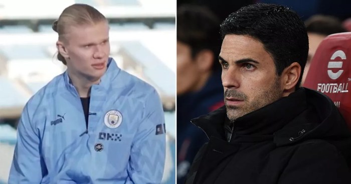 Erling Haaland provokes Mikel Arteta with two-word message during